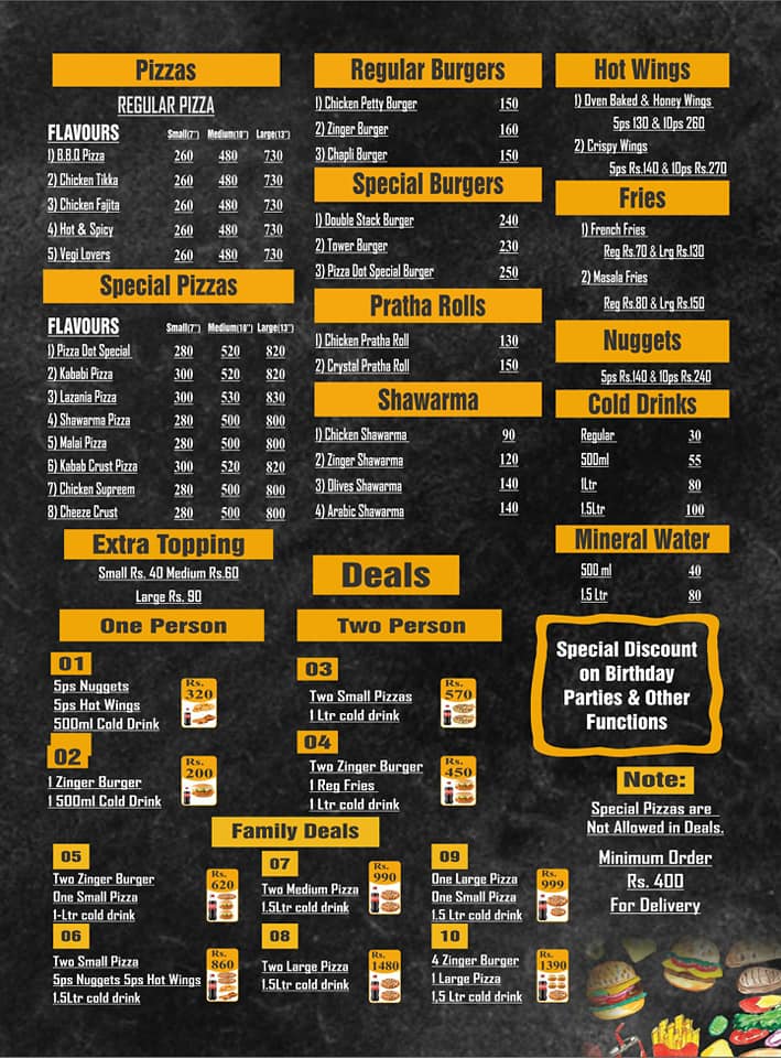 Pizza Dot Chichawatni Menu