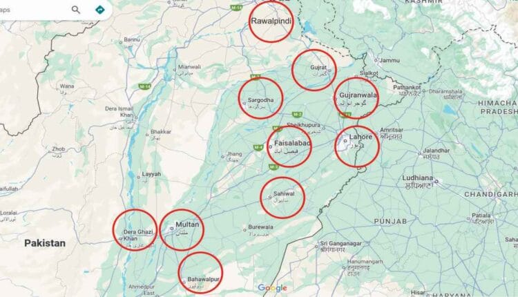 Punjab Pakistan Map 2025 showing 10 Divisions